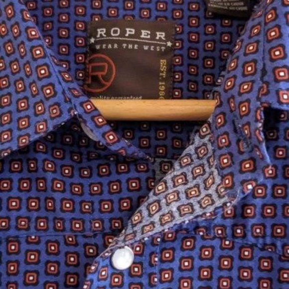 Like New Men's Western Roper Amarillo Copper Creek Foulard Pearl Snap Shirt - Picture 7 of 16